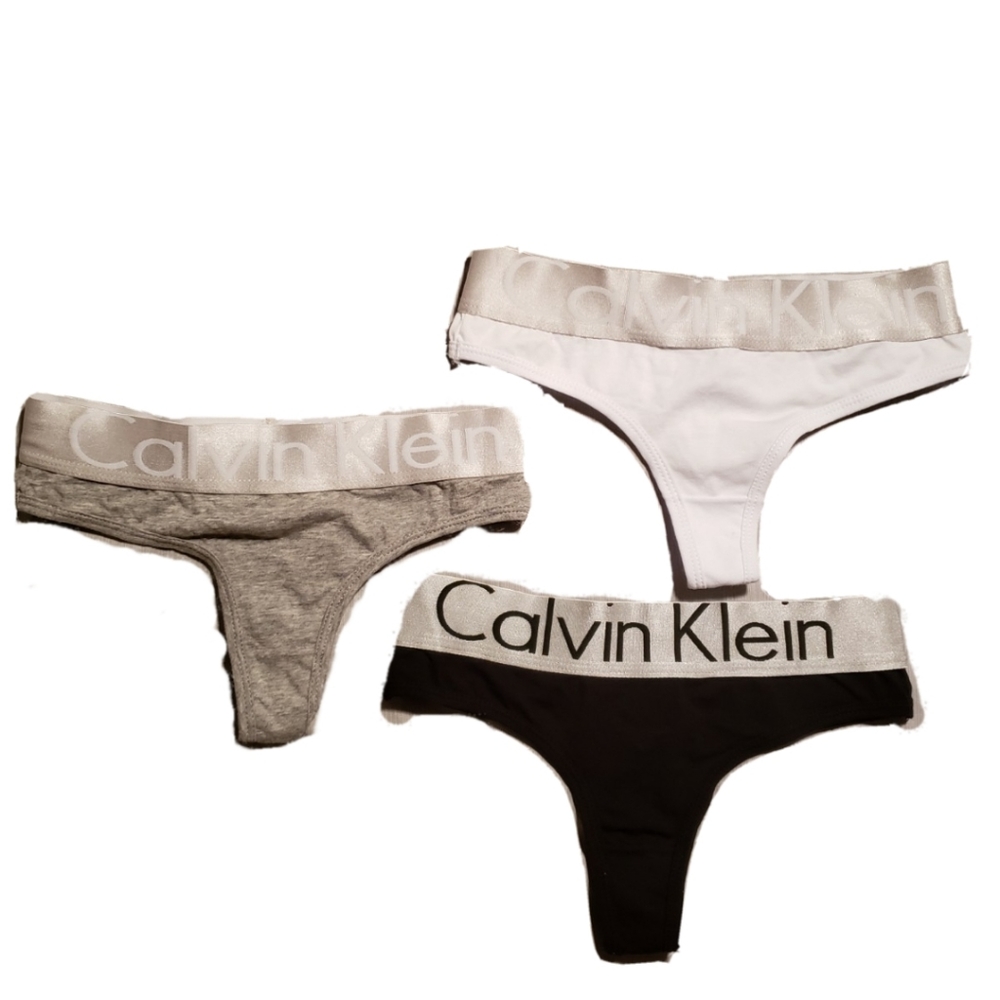 NWOT CALVIN KLEIN Women`s 3 Pack Thong Underwear Panty Size M